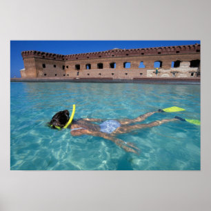 Póster Estados Unidos, FL, Florida Keys, Fort Jefferson, 