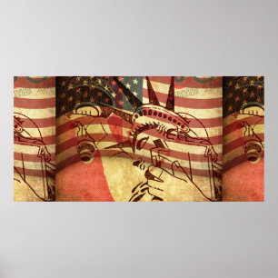 Póster Estados Unidos, fondo negro