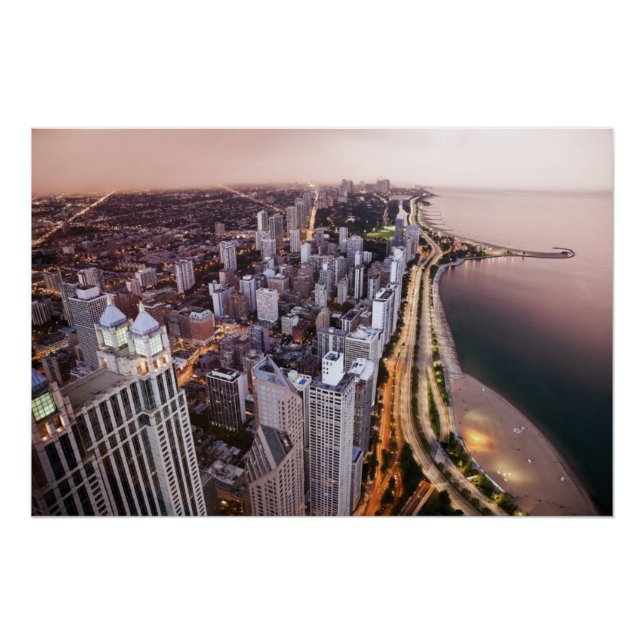 Póster Estados Unidos, Illinois, Chicago, Vista aérea del (Anverso)