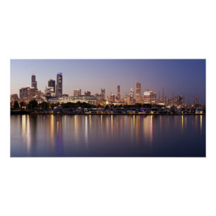 Póster Estados Unidos, Illinois, el horizonte de Chicago