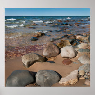Póster Estados Unidos, Michigan. Boulders redondeados a 1