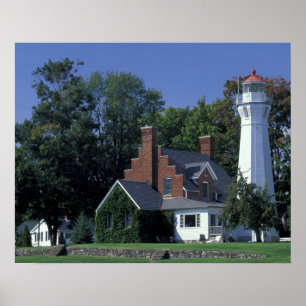 Póster Estados Unidos, Michigan, Lago Huron. Puerto Sanil