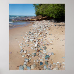 Póster Estados Unidos, Michigan. Pebbles A Lo Largo De La