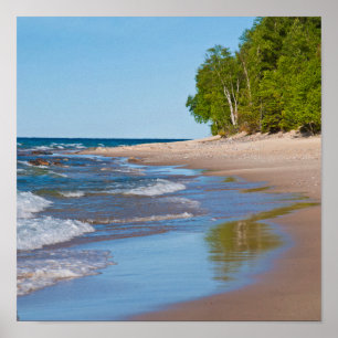Póster Estados Unidos, Michigan. Playa de 12 Km