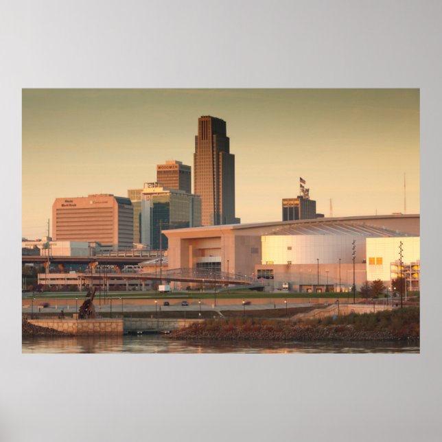 Póster Estados Unidos, Nebraska, Omaha, Skyline (Frente)