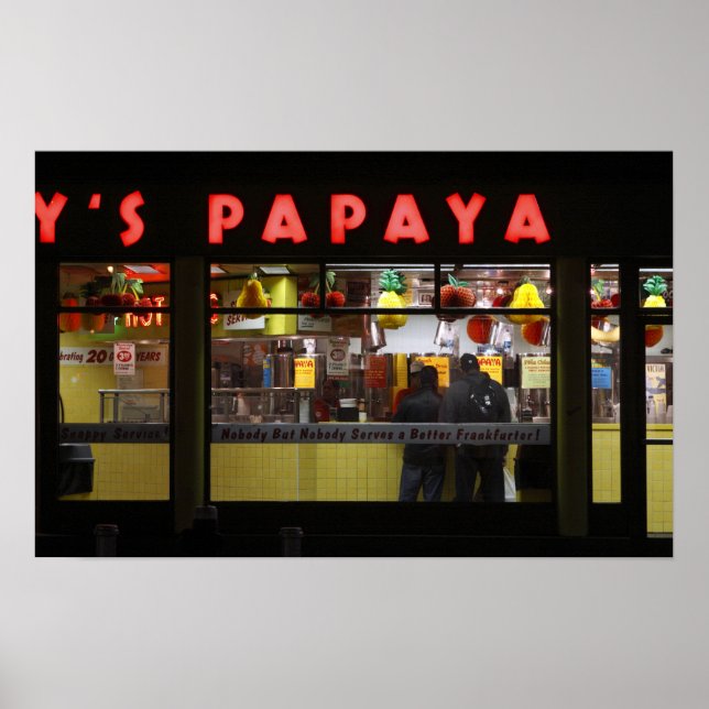 Póster Estados Unidos, Nueva York. Papaya de Grey: ventan (Frente)