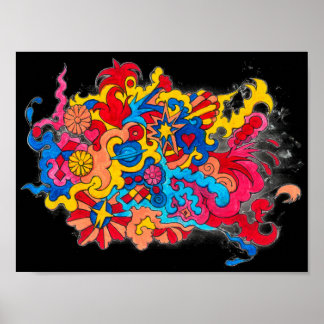 Póster Estados Unidos psicodélico