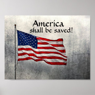 Póster ¡Estados Unidos se salvará! Bandera estadounidense