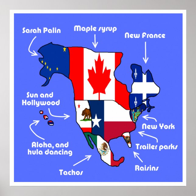 Póster Estados Unidos según los europeos (Frente)