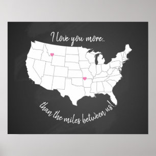 Póster Estados Unidos te amo más que las millas entre nos