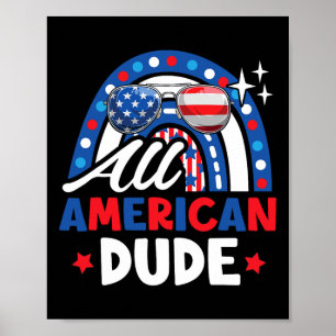 Póster Estadounidense Funny 4 De Julio Patriótico America