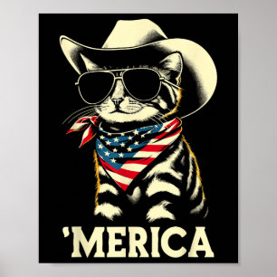 Póster Estadounidense Merica Cat 4 De Julio Hombres Mujer