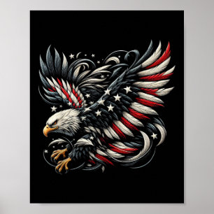 Póster Estadounidense Patriota Con Águila Y Bandera De EE