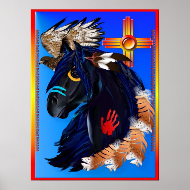 Póster Estallión negro del Poster matutino (Frente)