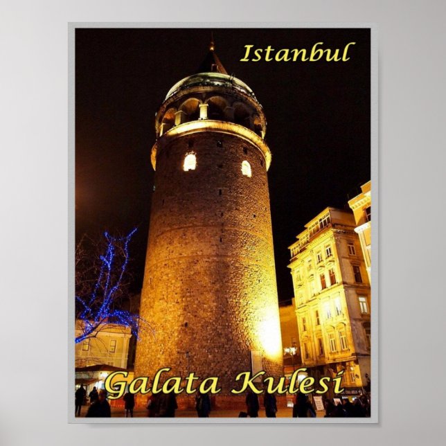 Póster Estambul - Galata Kulesi de noche - Turquía - (Frente)