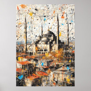 Póster Estambul Santa Sofía Pintura abstracta por goteo