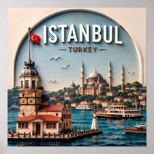 Póster Estambul Turquía Bósforo Ciudad Histórica Viaje