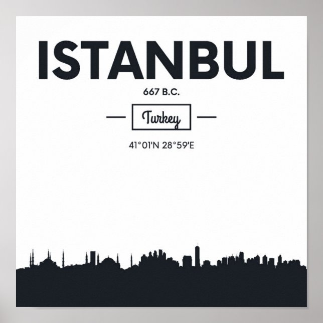 Póster Estambul, Turquía | Coordenadas urbanas (Frente)
