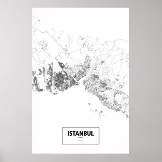 Póster Estambul, Turquía (negro sobre blanco)