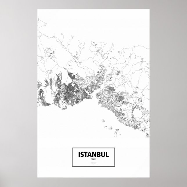 Póster Estambul, Turquía (negro sobre blanco) (Frente)