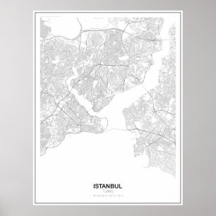 Póster Estambul, Turquía Poster de mapas Minimalistas (es