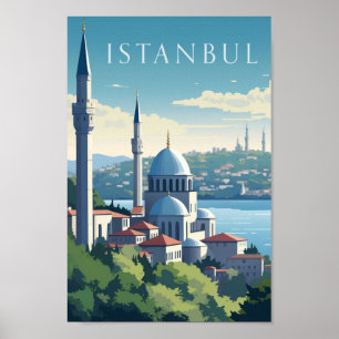 Póster Estambul Turquía Vintage Famoso lugar de viaje