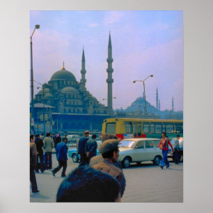Póster Estambul vintage, tráfico, Mezquita Santa Sofía