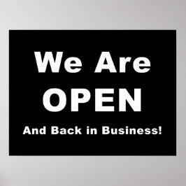 Póster Estamos abiertos y de vuelta en los negocios