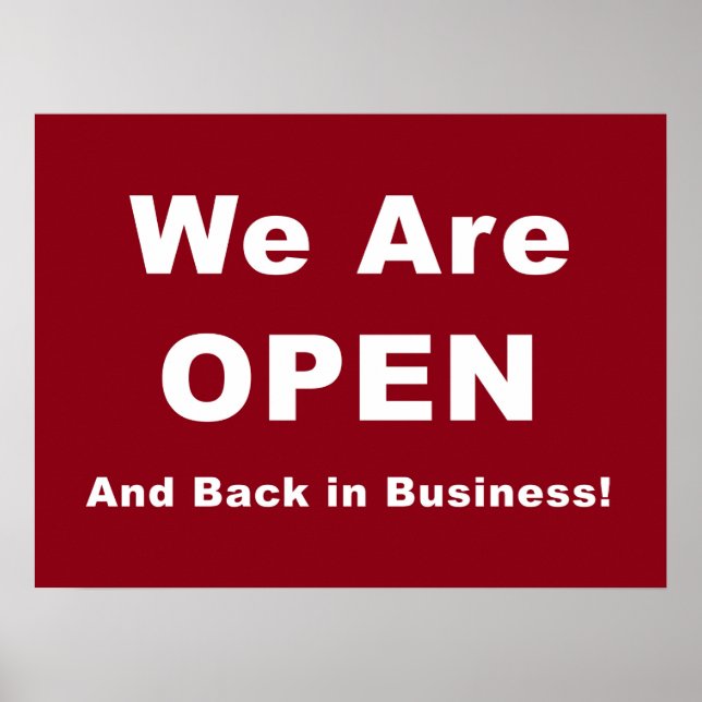 Póster Estamos abiertos y de vuelta en los negocios (Frente)