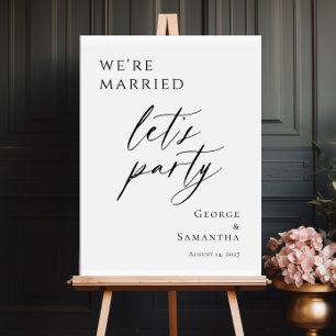 Póster Estamos casados, vamos a festejar bienvenida huida