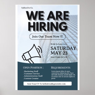 Póster Estamos Contratando Volante, Vacante de Trabajo, V