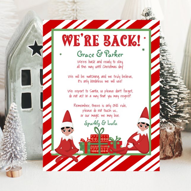 Póster Estamos de vuelta de la bienvenida Navidades de vu (christmas elf, welcome back christmas elf. im back christmas elf, letter from your christmas elf)