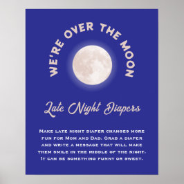 Póster Estamos en la luna Baby Shower Late Night Diapers