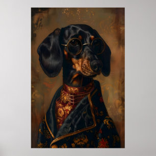Póster Estampa aristocrática de Dachshund, perro del Rena