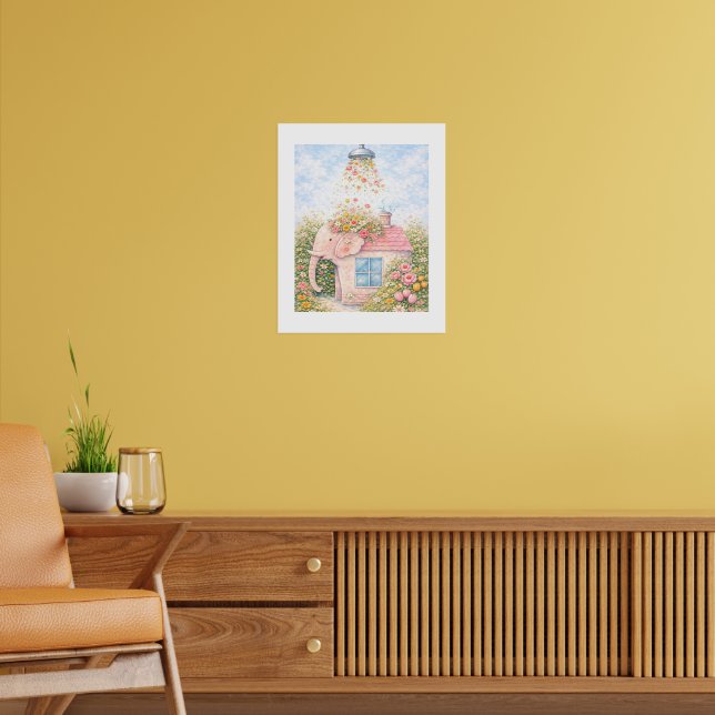 Póster Estampa artística de Cottage Floral Elefante (Salón 2)