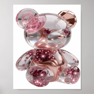 Póster Estampa artística de OSO DE PELUCHE ROSE GOLD en p