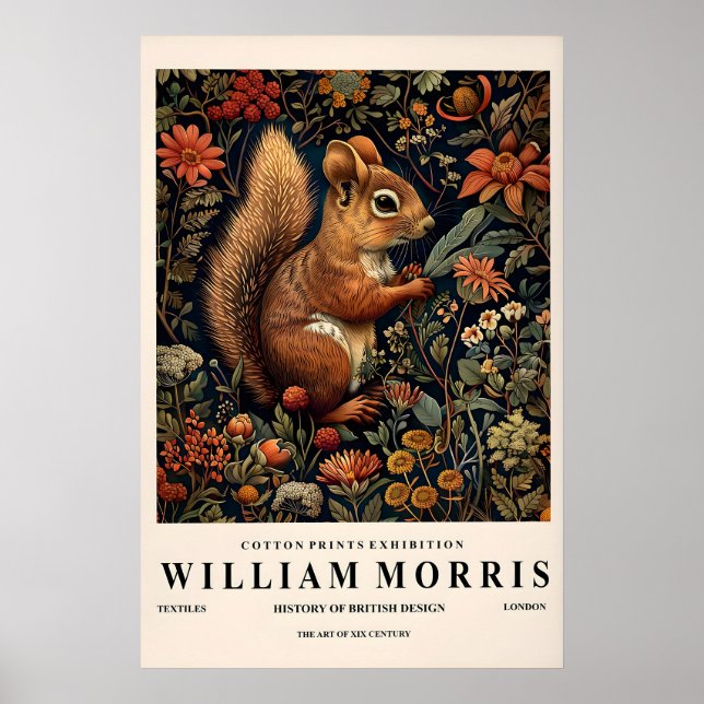Póster Estampa botánica de ardilla de William Morris (Frente)
