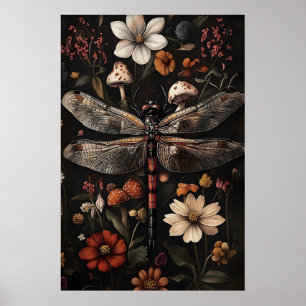 Póster Estampa de Academia Oscura de Libélula, Jardín Flo