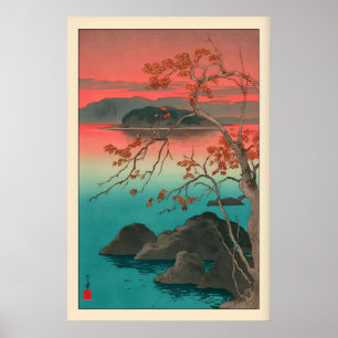 Póster Estampa de hojas de arce de Kawase Hasui Atardecer