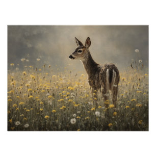 Póster Estampa de la naturaleza del cervatillo del prado 