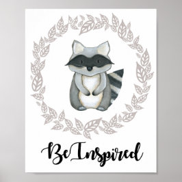 Póster Estampa de mapache del bosque