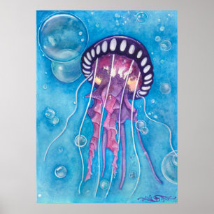 Póster Estampa de Medusa de Mar Profundo