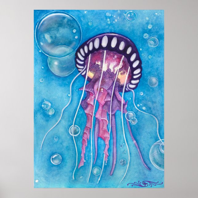 Póster Estampa de Medusa de Mar Profundo (Frente)