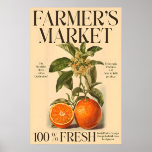 Póster Estampa vintage de naranjas de Florida Mercado de