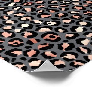 Póster Estampado Animal Manchas de Leopardo Negro Rosa An
