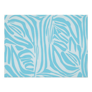 Póster Estampado de cebra azul y blanco en negrita