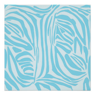 Póster Estampado de cebra azul y blanco en negrita
