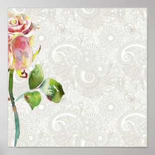 Póster Estampado de flores adornado con la acuarela