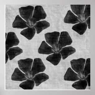 Póster Estampado de flores negro