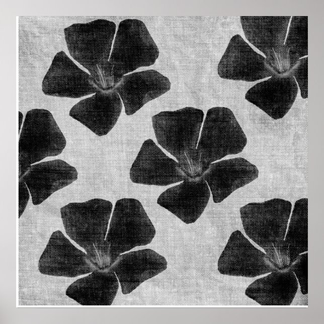 Póster Estampado de flores negro (Frente)